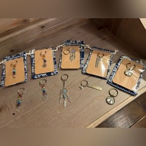 Bundle of 5 Positive Energy Keychains - Chakras, Tree of Life, and Elephants